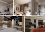 design modern false ceiling, chandelier and wall panels with realistic 3d render